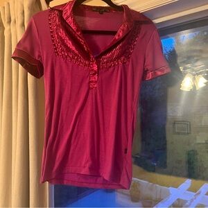 NEW Pink Collared Shirt 95% Viscose 5% Spandex